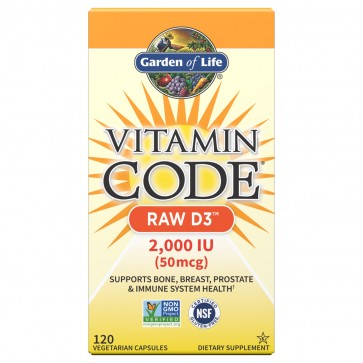 Garden of Life Vitamin Code RAW D3 2,000 IU 120 Vegetarian Capsules