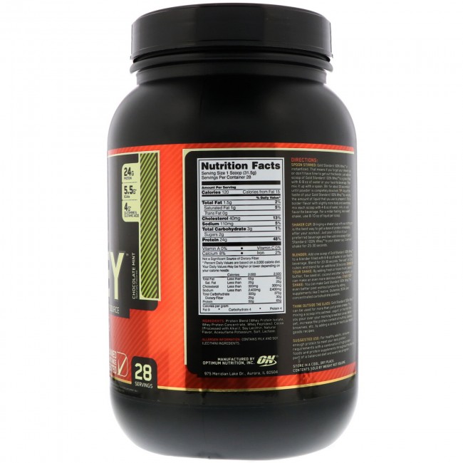 100% Whey Gold Standard Chocolate Mint 2 lbs by Optimum ...