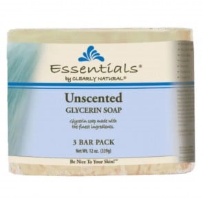 Clearly Natural Essentials Glycerin Bar Soap Unscented 4 oz (3 Pack)
