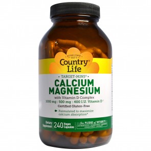Country Life Calcium Magnesium with Vitamin D Complex 240 Vegetarian Capsules
