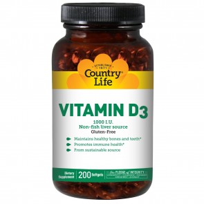 Country Life Vitamin D3 (1000IU) 200 Softgels