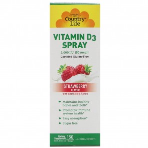 Country Life Vitamin D3 Spray 2,000 I.U. (50 mcg) Strawberry Flavor 150 Sprays