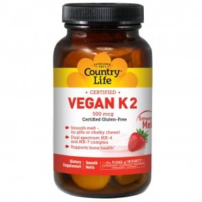 Country Life Vegan K2 Smooth Melts 500 mcg 60 Tablets