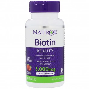 Natrol Biotin 5000mcg Strawberry Flavor Fast Dissolve Tablets (90 count)