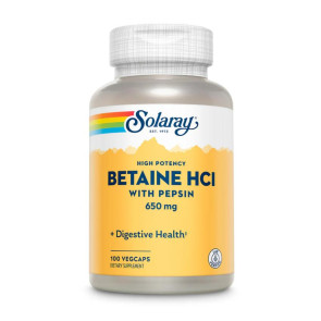 Solaray High Potency Betaine HCl with Pepsin Digestive Health 650mg 100 Veg Capsules