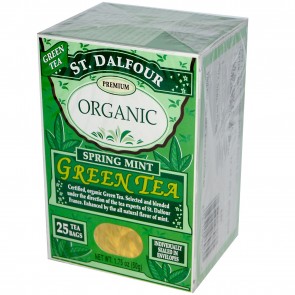St. Dalfour, Organic, Spring Mint Green Tea, 25 Tea Bags, 1.75 oz (50 g)
