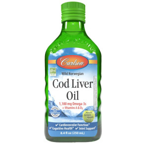 Carlson Wild Norwegian Cod Liver Oil 1,100mg Omega-3s + Vitamins A & D3 8.4 fl oz