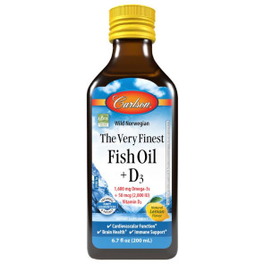 Carlson Wild Norwegian The Very Finest Fish Oil + D3 Lemon Flavored 6.7 fl oz