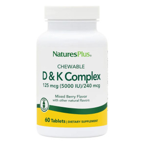 Natures Plus Chewable D & K Complex 5000 IU 60 Tablets
