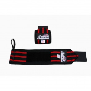Schiek Sports 12 Inch Black Line Wrist Wraps Black/Red Stripe