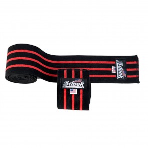Schiek Sports 78 Inch  Black Line Knee Wraps Black/Red Stripe