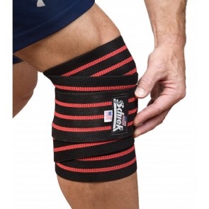 Schiek Sports 78 Inch  Black Line Knee Wraps with Velcro Closure Black/Red Stripe