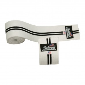 Schiek Sports 78 Inch  Line Knee Wraps with Velcro Closure White/Black Stripe
