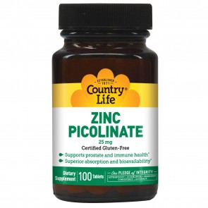 Country Life Zinc Picolinate 25 Mg 100 Tablets