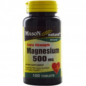 Mason Vitamins Magnesium 500mg Extra Strength Tablets, 100 Count 
