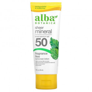 Alba Botanica Sheer Mineral SPF 50 Fragrance Free 3 fl oz