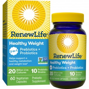 Renew Life Healthy Weight Probiotics + Prebiotics 20 Billion 60 Vegetarian Capsules