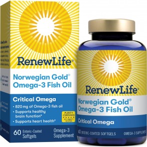 Renew Life Norwegian Gold Ultimate Fish Oil Critical Omega 1200mg 60 Softgels