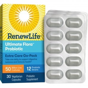 Renew Life Extra Care Ultimate Flora Probiotic 50 Billion Go Pack 30 Vegetable Capsules