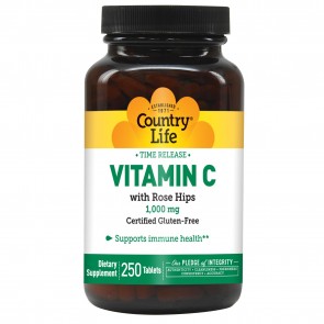 Country Life Vitamin C 1000 Rose Hips,Time Released 250 Tablets