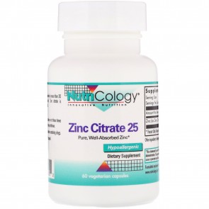 Nutricology Zinc Citrate 25 Mg 60 Vegicaps