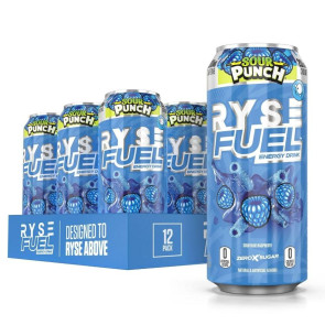 RYSE Fuel Energy Drink Zero Sugar Sour Punch Blue Raspberry 16 fl oz (12 Pack)