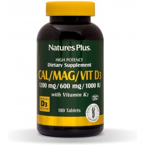 Natures Plus Calcium Magnesium With Vitamin D3 and Vit K2 180 Tablets