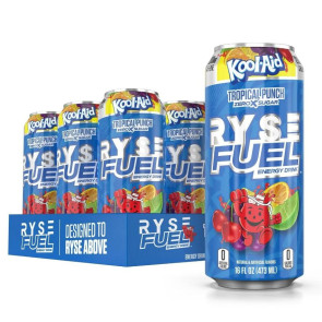RYSE Fuel Energy Drink Zero Sugar Kool-Aid Tropical Punch 16 fl oz (12 Pack)