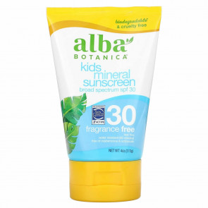 Alba Botanica Protector solar mineral para niños spf 30 4 oz