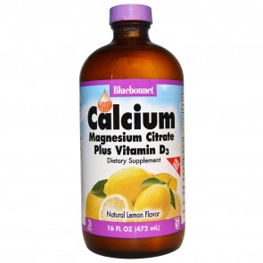 Bluebonnet Liquid Calcium Magnesium Citrate Plus Vitamin D3 Lemon Flavor 16 fl oz