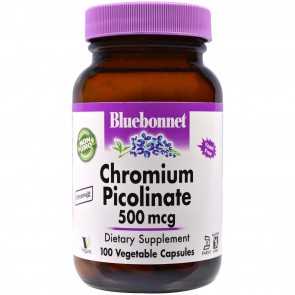 Bluebonnet Chromium Picolinate 500 mcg 100 Vegetable Capsules