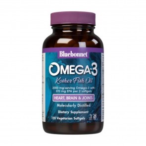 Bluebonnet Nutrition Omega-3 Kosher Fish Oil 120 Vegetarian Softgels