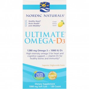 Nordic Naturals Ultimate Omega-D3 Lemon Flavored 120 Softgels