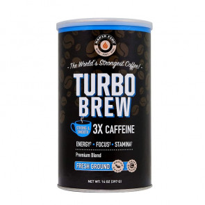 Rapid Fire Turbo Brew Ground Coffee 3X Caffeine Fresh Ground 14 oz