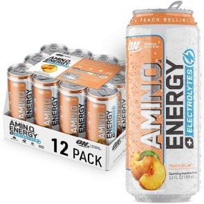 Optimum Nutrition Amino Energy Sparkling + Electrolytes Peach Bellini (12 RTD Drinks)