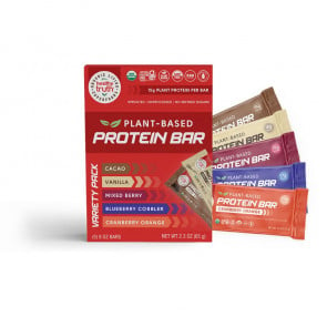 Organic Plant Based Protein Bars Cacao, Vanilla, Mixed Berry, Blueberry Cobbler & Orange Cranberry 5 Pack