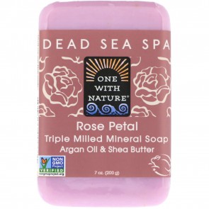 One With Nature - Dead Sea Mineral Bar Soap Rose Petal - 7 oz.