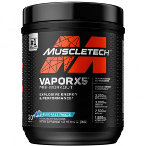 MuscleTech VaporX5 Pre-Workout Blue Raspberry Fusion 9.40 oz 30 Servings
