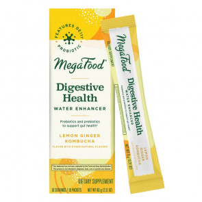 MegaFood Digestive Health Water Enhancer Lemon Ginger Kombucha 10 Packets