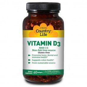 Country Life Vitamin D3 5000 IU - 60 Softgels