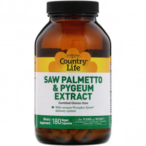 Country Life Saw Palmetto and Pygeum Extract 180 Veggie Caps