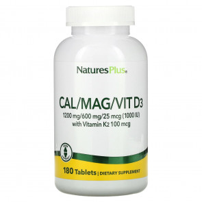 Natures Plus Calcium Magnesium With Vitamin D3 and Vit K2 180 Tablets