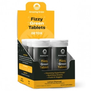 Amazing Grass Fizzy Green Tablets Detox Lemon Charcoal Carton with 6 tubes