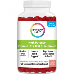 Rainbow Light High Potency Vitamin D3 2,000 IU Peach Flavored 120 Gummies -Sale at NetNutri.com