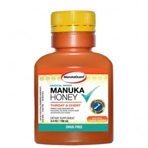 Manuka Guard, Manuka Honey 16+, Throat & Chest Syrup, Alcohol Free, 3.4 oz (100 ml)