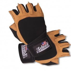 Model 425 Power Series Lifting Gloves with Wrist Wraps BLACK/TAN - Schiek Sports