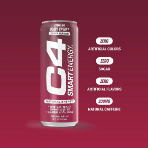 Cellucor C4 Smart Energy Sparkling Black Cherry Zero Sugar 12 fl oz (12 Pack)