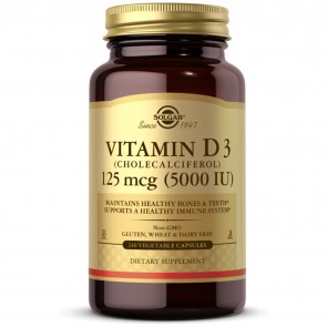 Solgar Vitamin D3 (Cholecalciferol) 125 mcg (5000IU) 240 Vegetable Capsules