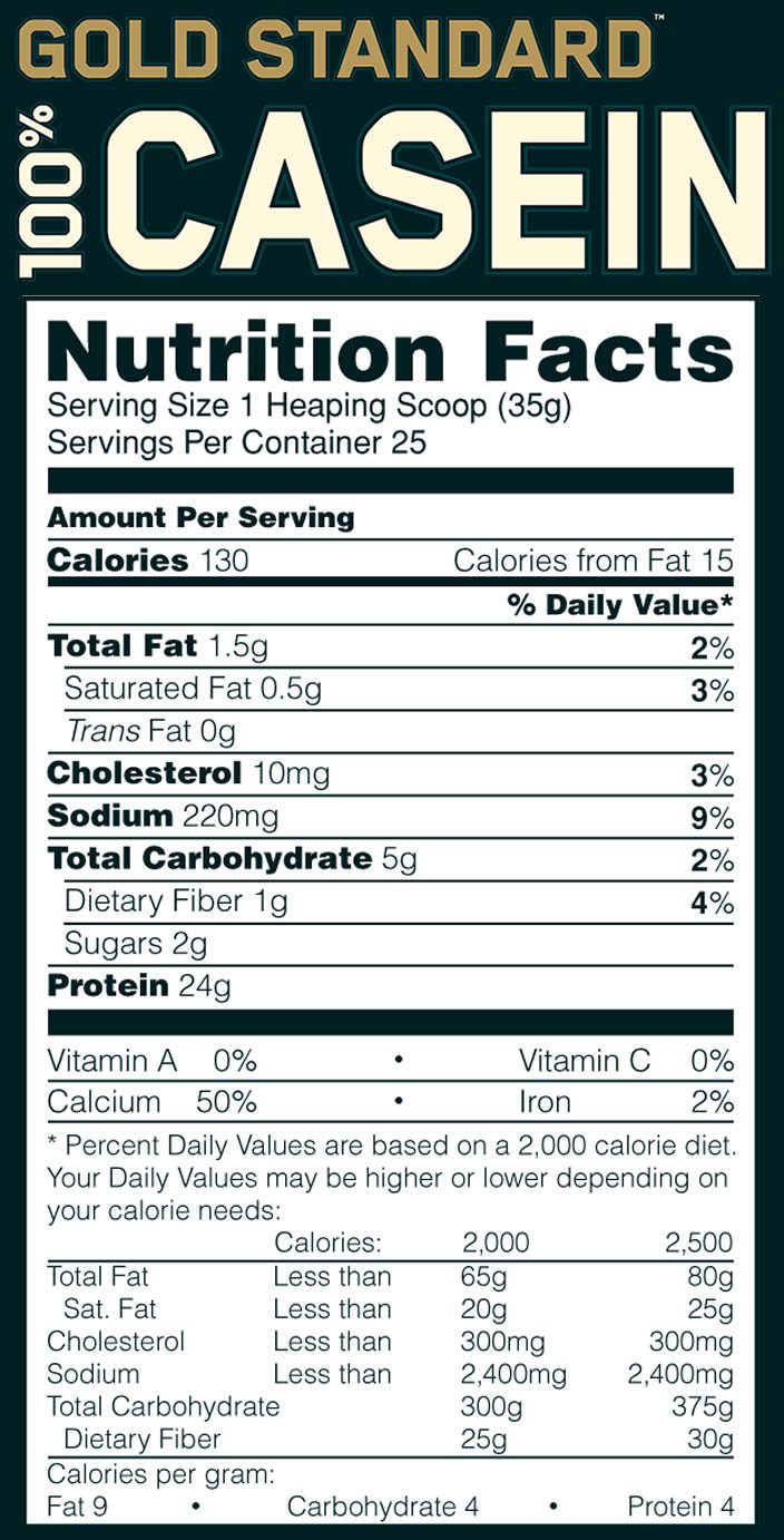 100% casein natural protein Supplement Facts