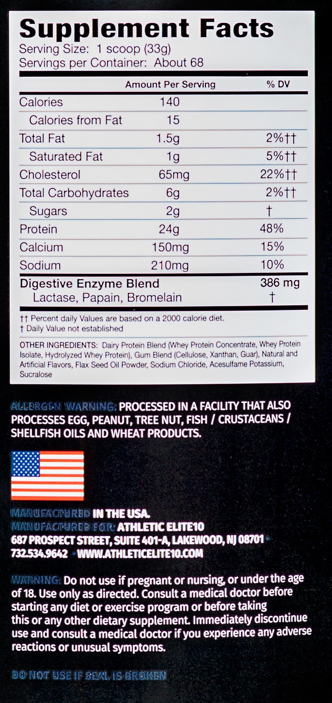 Supplement Facts for GoPro Whey 5lb